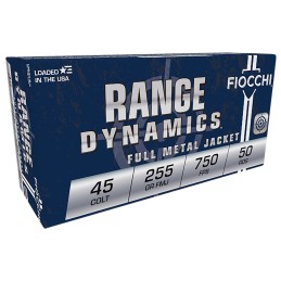 Fiocchi 45LCCMJ Range Dynamics  45Colt 225gr Complete Metal Jacket 50 Per Box10 Case