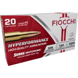 Fiocchi 308MKB Hyperformance Compete 308Win 168gr Sierra MatchKing BTHP 20 Per Box10 Case