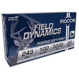 Fiocchi 243SPD Field Dynamics  243Win 100gr Pointed Soft Point 20 Per Box10 Case