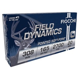 Fiocchi 308D Field Dynamics  308Win 165gr Pointed Soft Point 20 Per Box10 Case