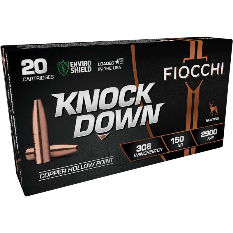 Fiocchi 308CHB Knock Down Enviro Shield 308Win 150gr Hollow Point 20 Per Box10 Case