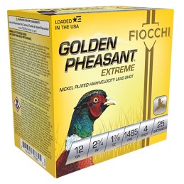 Fiocchi 12GPX4 Golden Pheasant Extrema 12Gauge 2.75 1 38oz 4Shot 25 Per Box10 Case