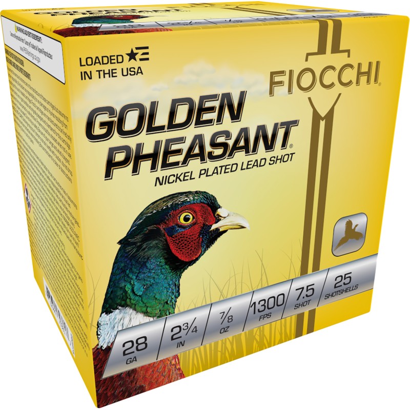 Fiocchi 28GP75 Golden Pheasant Extrema 28Gauge 2.75 78oz 7.5Shot 25 Per Box10 Case