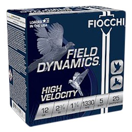 Fiocchi 12HV5 Field Dynamics High Velocity 12Gauge 2.75 1 14oz 5Shot 25 Per Box10 Case