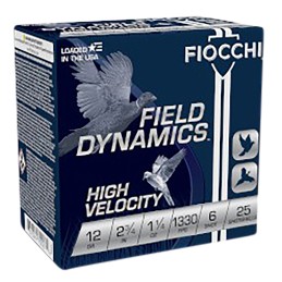 Fiocchi 12HV6 Field Dynamics High Velocity 12Gauge 2.75 1 14oz 6Shot 25 Per Box10 Case