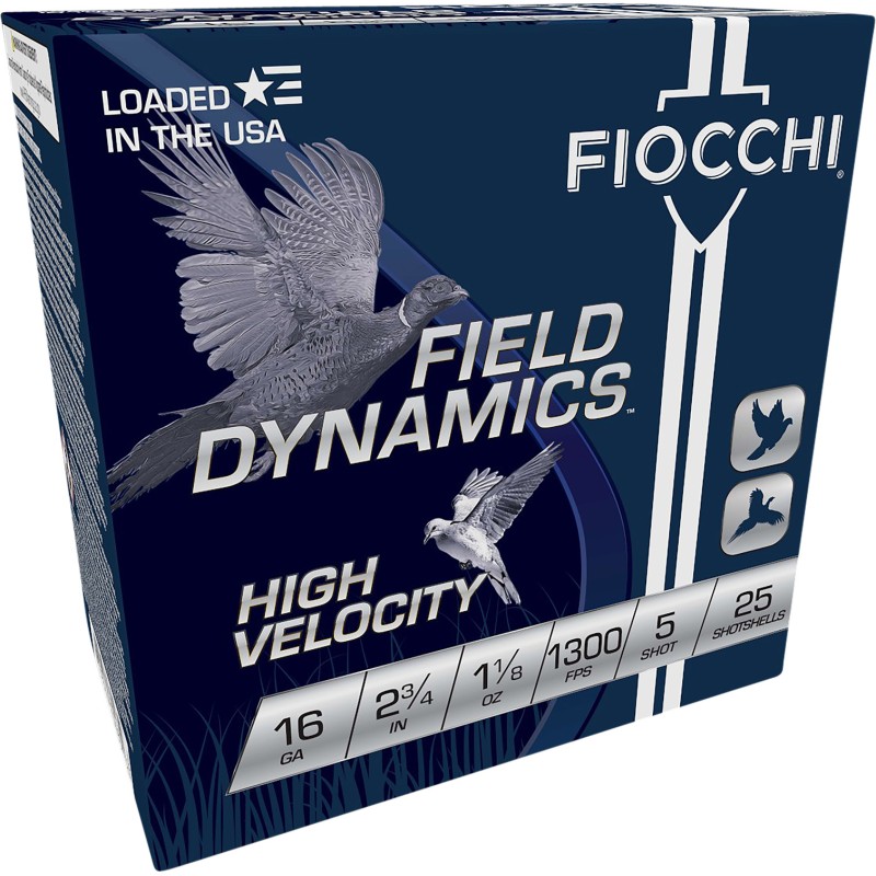 Fiocchi 16HV5 Field Dynamics High Velocity 16Gauge 2.75 1 18oz 5Shot 25 Per Box10 Case