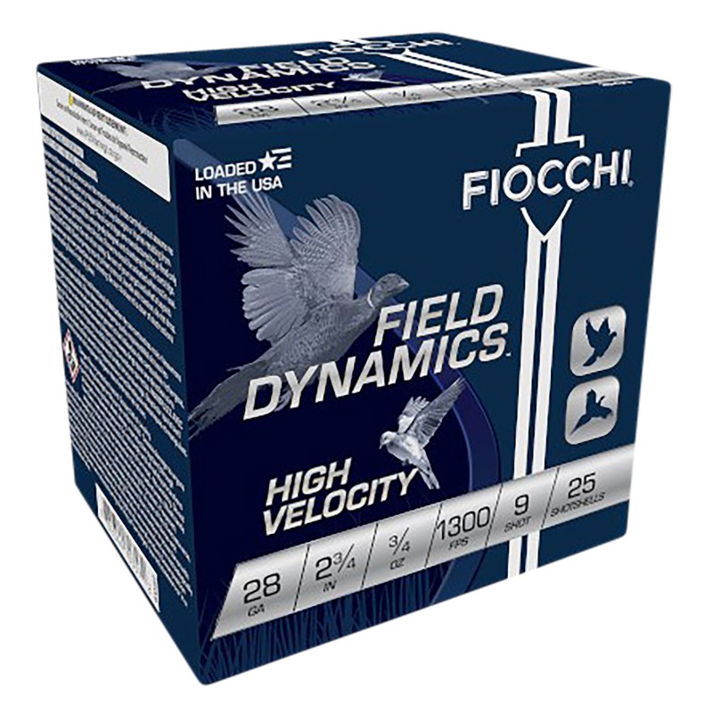 Fiocchi 28HV9 Field Dynamics High Velocity 28Gauge 2.75 34oz 9Shot 25 Per Box10 Case