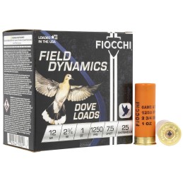 Fiocchi 12GT75 Field Dynamics Dove  Quail 12Gauge 2.75 1oz 7.5Shot 25 Per Box10 Case