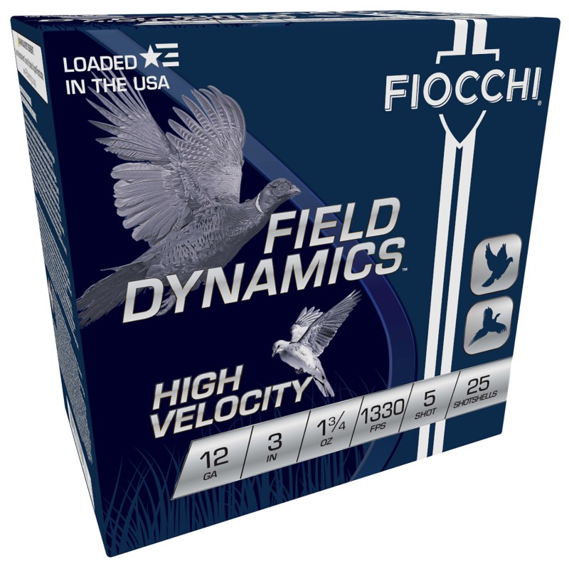 Fiocchi 123HV5 Field Dynamics High Velocity 12Gauge 3 1 34oz 5Shot 25 Per Box10 Case