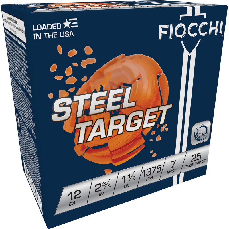 Fiocchi 12S1187 Steel Target  12Gauge 2.75 1 18oz 7Shot 25 Per Box10 Case