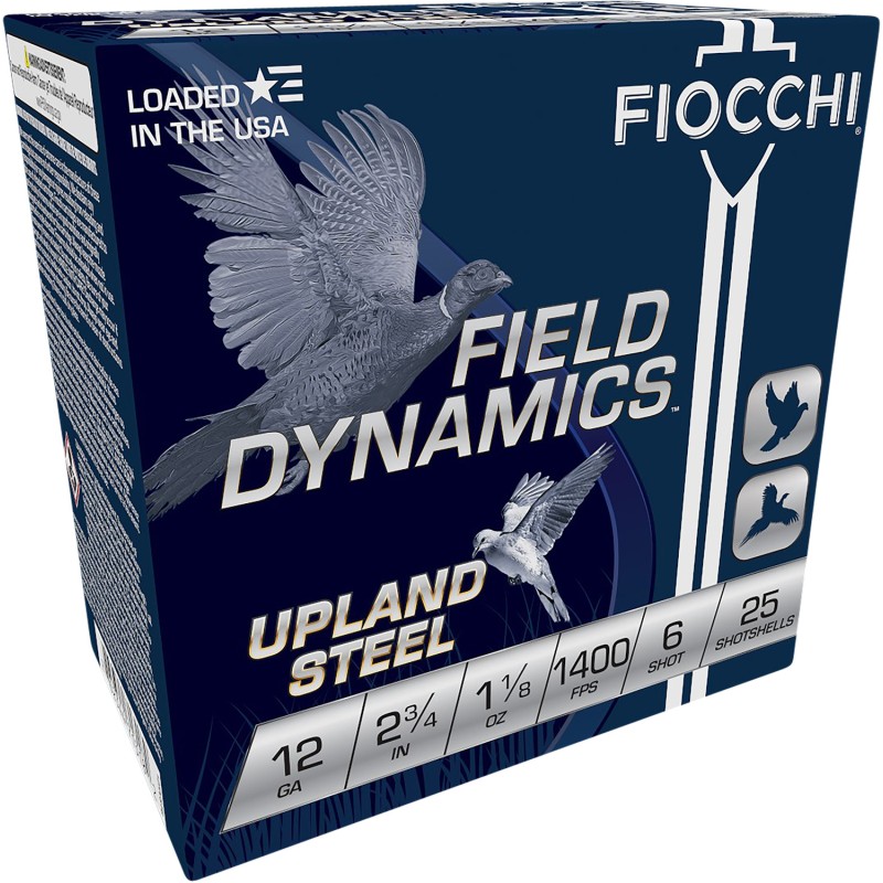 Fiocchi 12HVST6 Field Dynamics Upland Steel 12Gauge 2.75 1 18oz 6Shot 25 Per Box10 Case