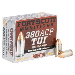 Fort Scott Munitions 380095SCV Tumble Upon Impact TUI  380ACP 95gr Solid Copper Spun 20 Per Box25 Case