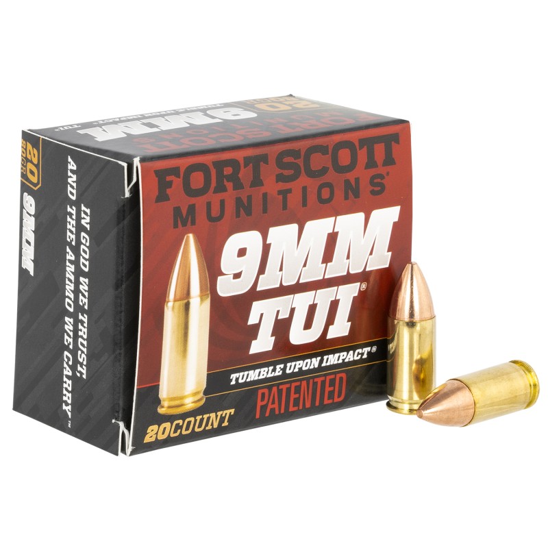 Fort Scott Munitions 9MM080SCV Tumble Upon Impact TUI  9mmLuger 80gr Solid Copper Spun 20 Per Box25 Case