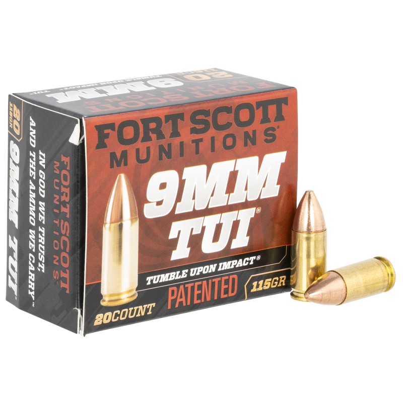 Fort Scott Munitions 9MM115SCV Tumble Upon Impact TUI  9mmLuger 115gr Solid Copper Spun 20 Per Box25 Case