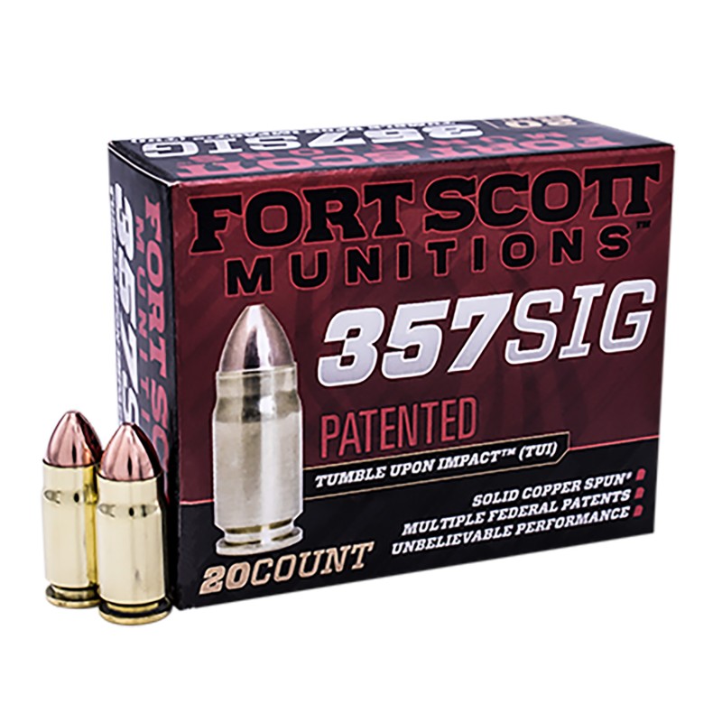 Fort Scott Munitions 357SIG095SCV Tumble Upon Impact TUI  357Sig 95gr Solid Copper Spun 20 Per Box25 Case