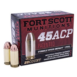 Fort Scott Munitions 450180SCV Tumble Upon Impact TUI  45ACP 180gr Solid Copper Spun 20 Per Box25 Case