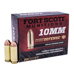 Fort Scott Munitions 10MM124SCV Tumble Upon Impact TUI  10mmAuto 125gr Solid Copper Spun 20 Per Box25 Case