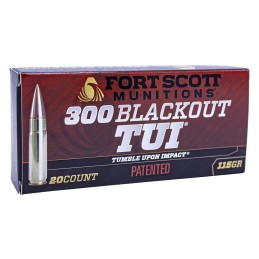 Fort Scott Munitions 300115SCV Tumble Upon Impact TUI  300Blackout 115gr Solid Copper Spun 20 Per Box25 Case