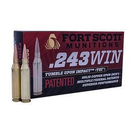 Fort Scott Munitions 243070SCV Tumble Upon Impact TUI Rifle 243Win 70gr Solid Copper Spun 20 Per Box10 Case