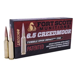 Fort Scott Munitions 65GR123SCV2 Tumble Upon Impact TUI Rifle 6.5Grendel 123gr Solid Copper Spun 20 Per Box10 Case