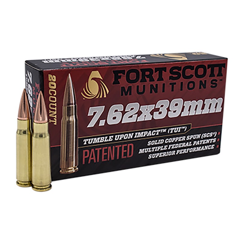 Fort Scott Munitions 762X39117SCV Tumble Upon Impact TUI Rifle 7.62x39mm 117gr Solid Copper Spun 20 Per Box10 Case