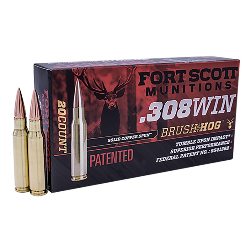 Fort Scott Munitions 308168SCV Tumble Upon Impact TUI Brush Hog 308Win 168gr Solid Copper Spun 20 Per Box10 Case