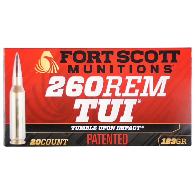 Fort Scott Munitions 260123SCV2 Tumble Upon Impact TUI  260Rem 123gr Solid Copper Spun 20 Per Box25 Case