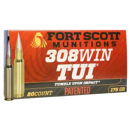 Fort Scott Munitions 308175SCV2 Tumble Upon Impact TUI Rifle 308Win 175gr Solid Copper Spun 20 Per Box10 Case