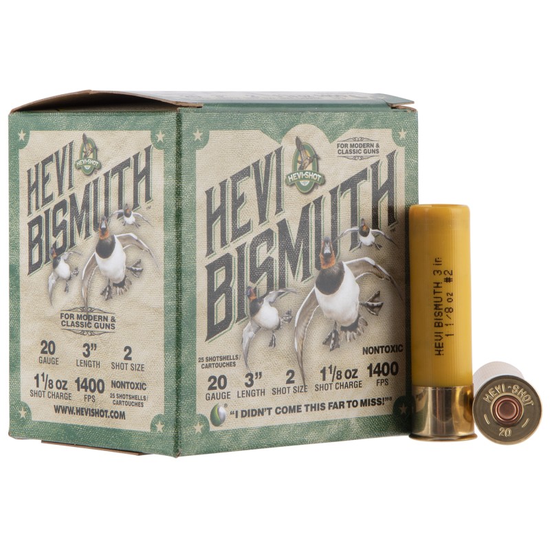 HEVIShot HS17002 HEVIBismuth  20Gauge 3 1 18oz Bismuth 2Shot 25 Per Box10 Case