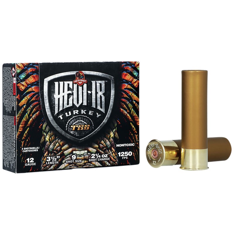 HEVIShot HS4509 HEVI18 TSS Turkey 12Gauge 3.50 2 14oz Tungsten 9Shot 5 Per Box10 Case