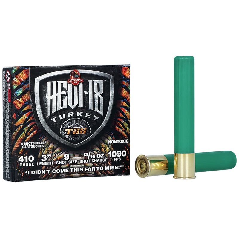 HEVIShot HS1009 HEVI18 TSS Turkey 410Gauge 3 1316oz Tungsten 9Shot 5 Per Box10 Case