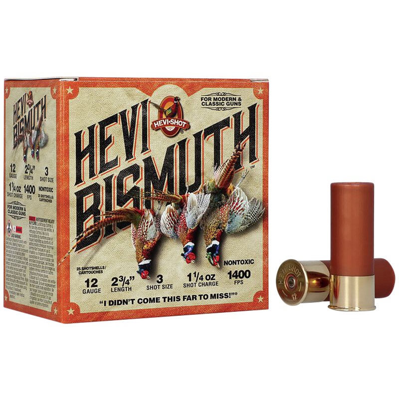 HEVIShot HS14713 HEVIBismuth Upland 12Gauge 2.75 1 14oz Bismuth 3Shot 25 Per Box10 Case