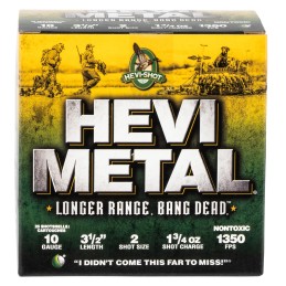 HEVIMetal HS37502 HEVIMetal Longer Range 10Gauge 3.50 1 34oz 2Shot 25 Per Box10 Case