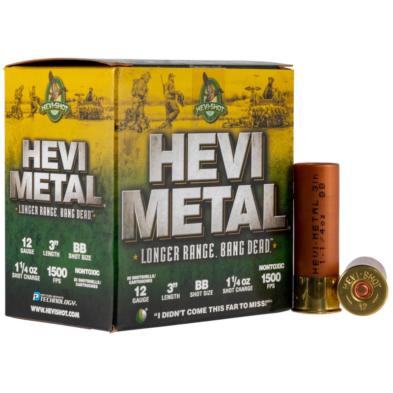 HEVIMetal HS38088 HEVIMetal Longer Range 12Gauge 3 1 14oz BBShot 25 Per Box10 Case