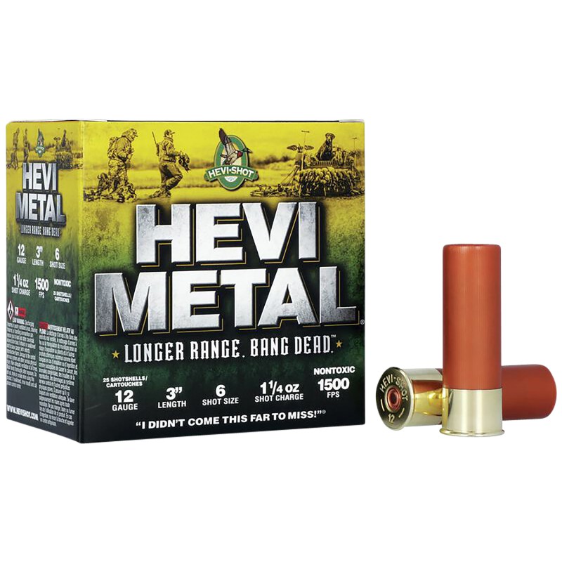 HEVIMetal HS38006 HEVIMetal Longer Range 12Gauge 3 1 14oz 6Shot 25 Per Box10 Case