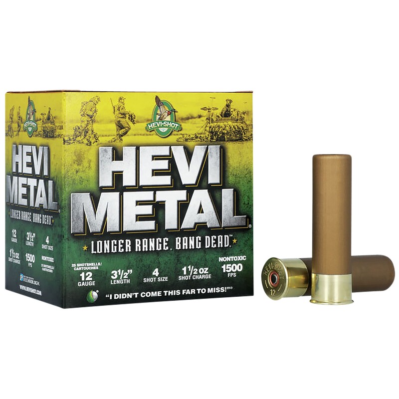 HEVIMetal HS38504 HEVIMetal Longer Range 12Gauge 3.50 1 12oz 4Shot 25 Per Box10 Case