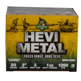 HEVIMetal HS39003 HEVIMetal Longer Range 20Gauge 3 1oz 3Shot 25 Per Box10 Case