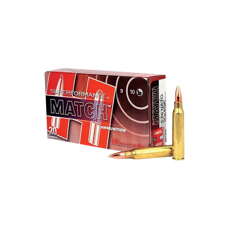 Hornady 81264 Superformance Match 5.56x45mmNATO 75gr Boat Tail Hollow Point 20 Per Box10 Case