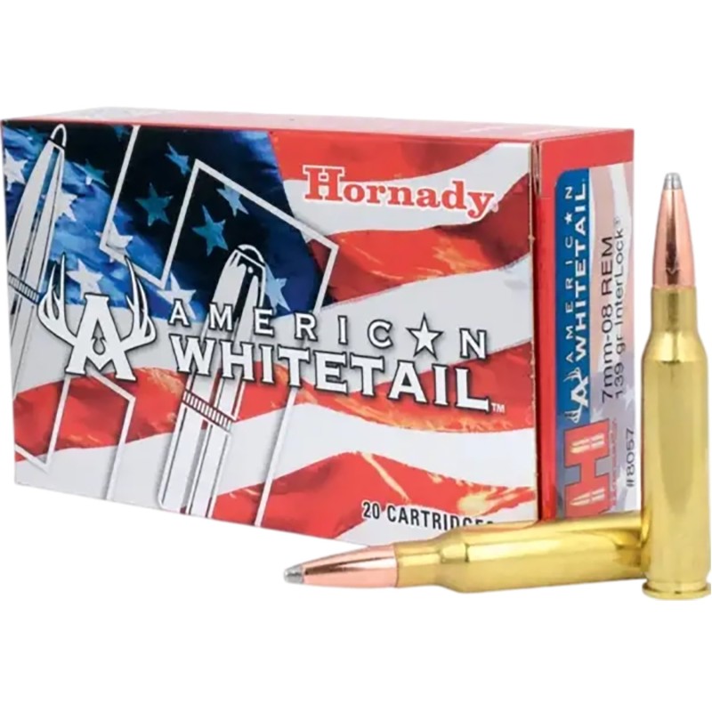 Hornady 8057 American Whitetail  7mm08Rem 139gr InterLock Spire Point 20 Per Box10 Case