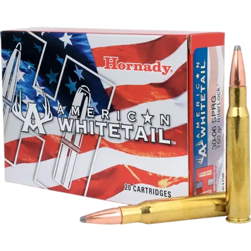 Hornady 8108 American Whitetail  3006Springfield 150gr InterLock Spire Point 20 Per Box10 Case