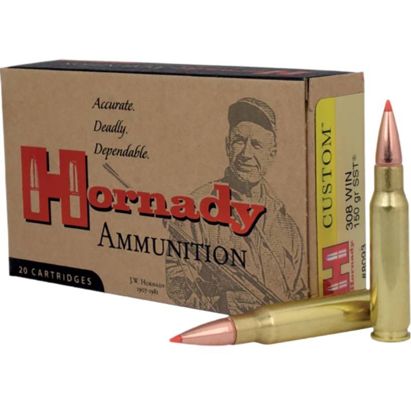 Hornady 8093 Custom  308Win 150gr Super Shock Tip 20 Per Box10 Case