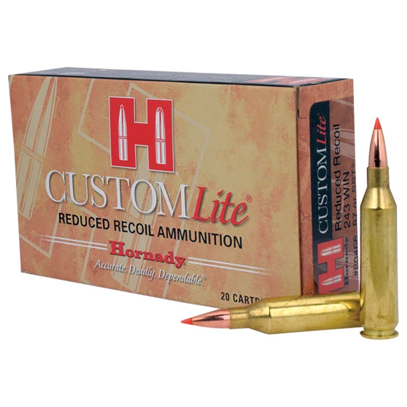 Hornady 80466 Custom Lite  243Win 87gr Super Shock Tip 20 Per Box10 Case