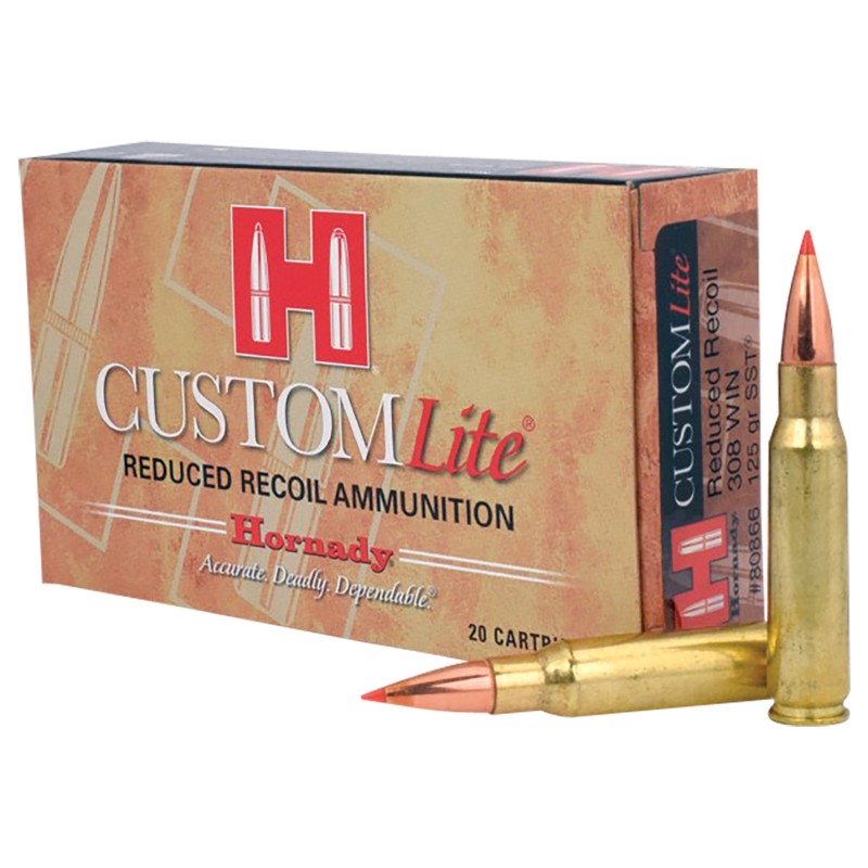 Hornady 80866 Custom Lite  308Win 125gr Super Shock Tip 20 Per Box10 Case