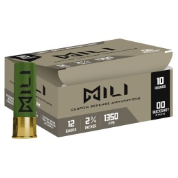 Mili Ammunitions M1200BUCK Combinational  12 Gauge 2.75 9 Pellets 1350 fps 00 Buck Shot 10 Bx15 Cs