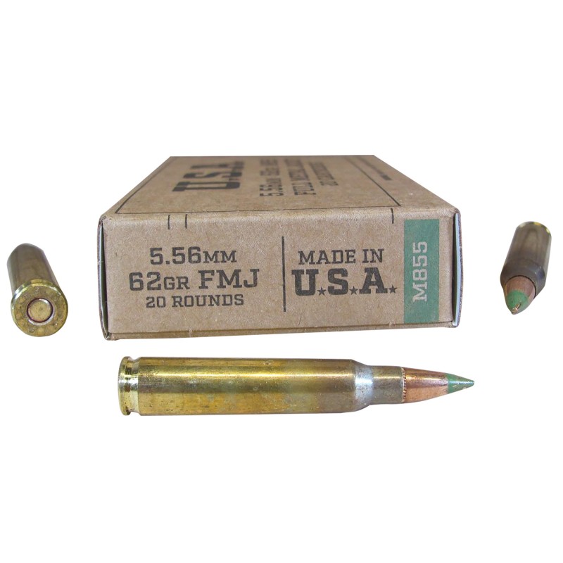 Winchester Ammo SGM855KW USA M855 5.56mm 62 gr Full Metal Jacket 20 Per Box 50 Case