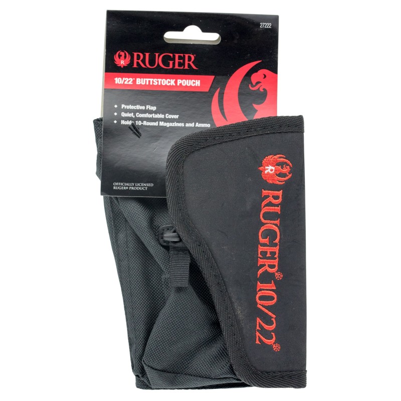 Ruger 27222 Buttstock Pouch  Black Cordura