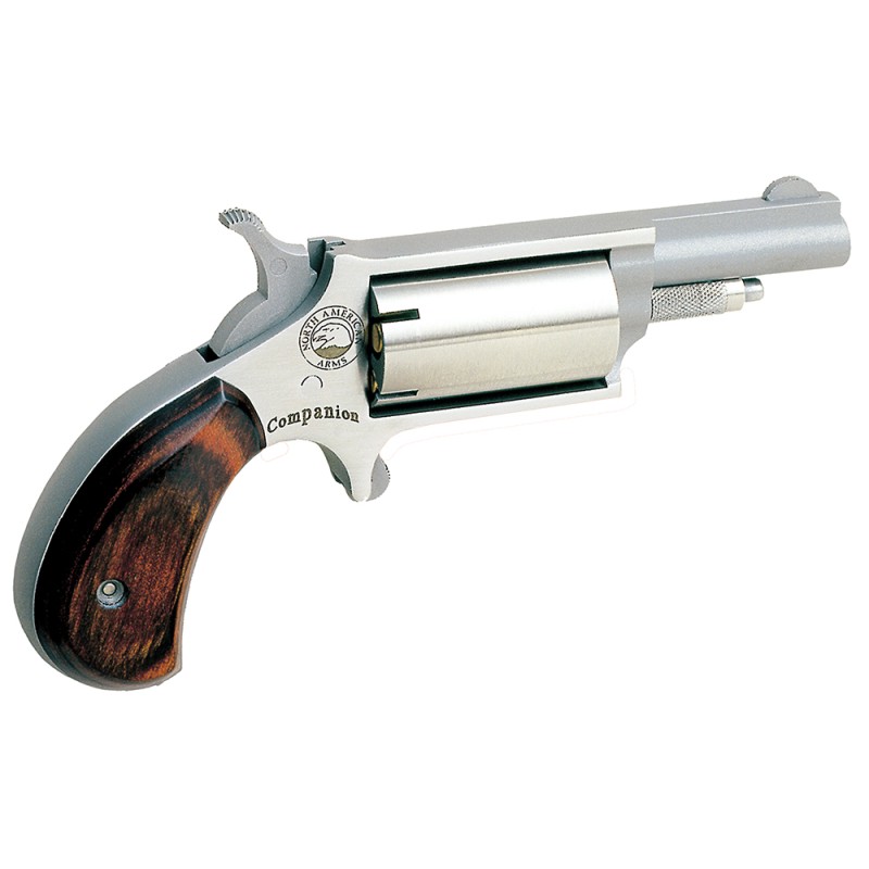 North American Arms 22MCB Companion  SAO 22 Cal 11 Percussion 1.63 5 rd Stainless Steel Rosewood Birdshead Grip