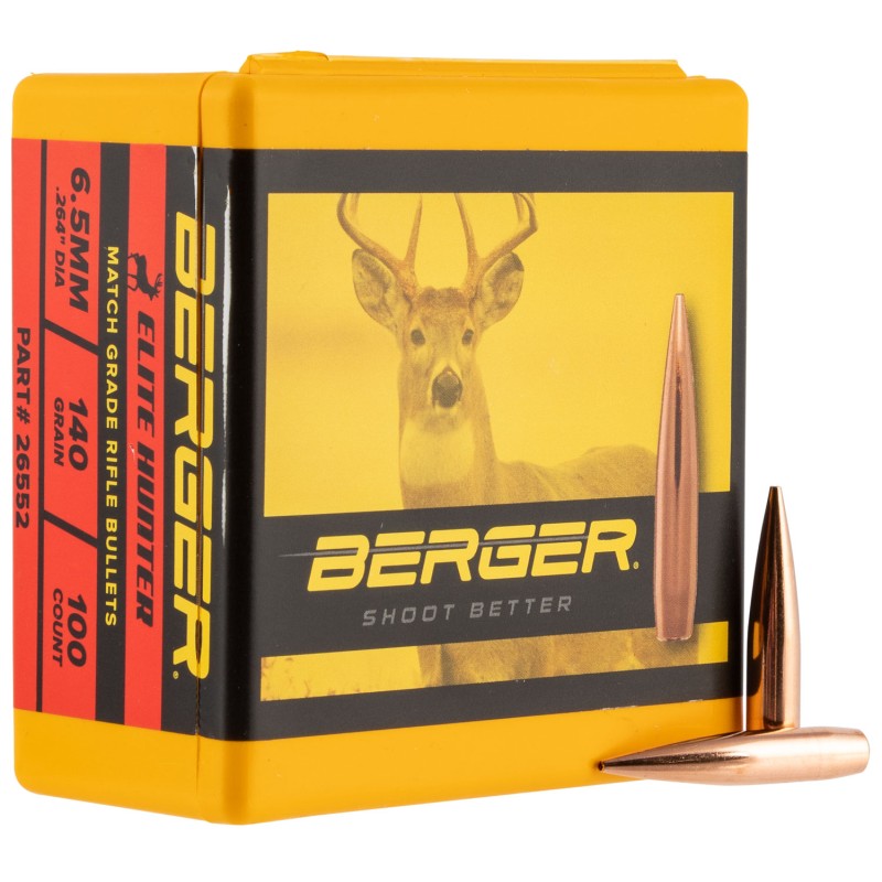 Berger Bullets 26552 Elite Hunter Match Grade 6.5mm 140gr Boat Tail 100Box