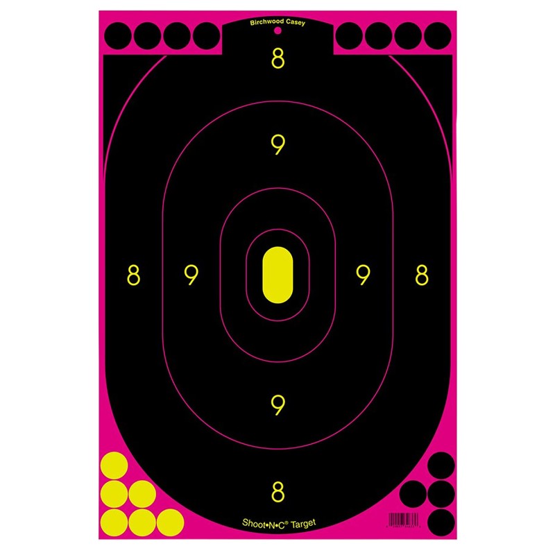 Birchwood Casey 34633 ShootNC Reactive Target BlackPink Hanging Paper Pink Pkg of 100 Includes Pasters