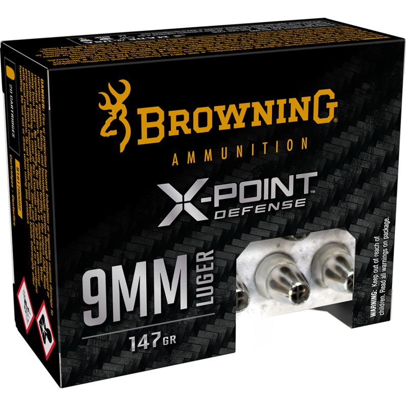 Browning Ammo B191700092 XPoint  9mm 147gr Jacketed Hollow Point 20 Per Box10 Case